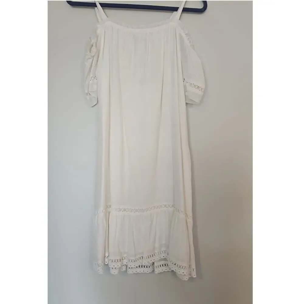 Ella Moss Brigitte Ruffle Dress – White – Size XS - Picture 2 of 5